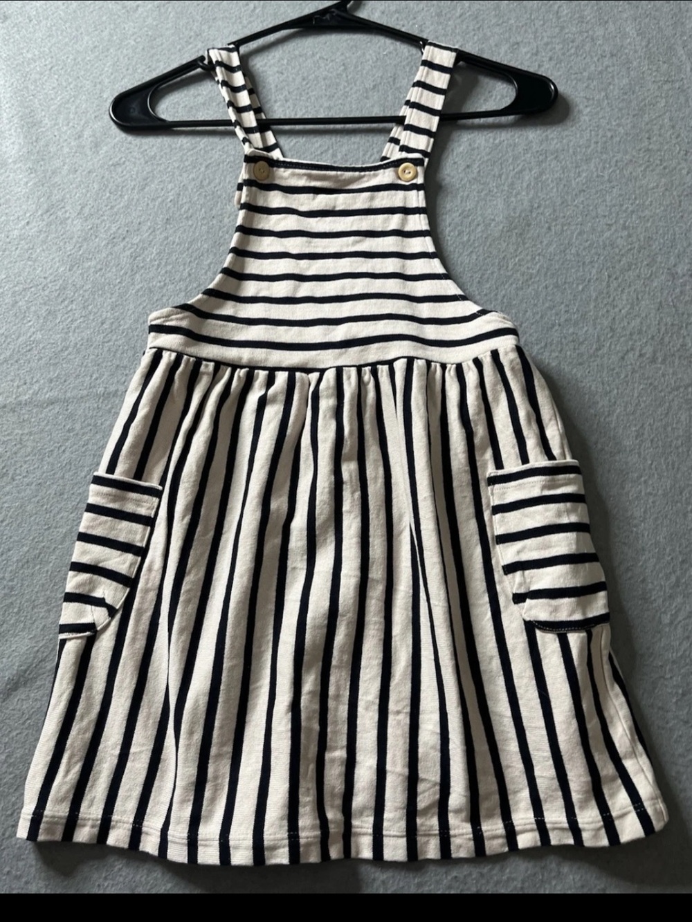 H&M Dress Girls 6X/7 Tight Knight Cream White Striped Summer Overall Style Strap